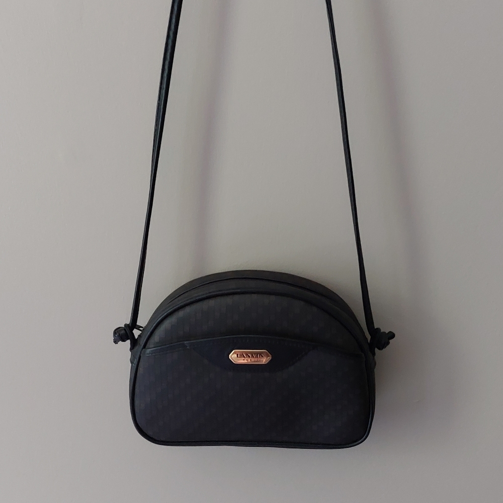 Authentic Vintage Lanvin curved crescent crossbody shoulder bag.
